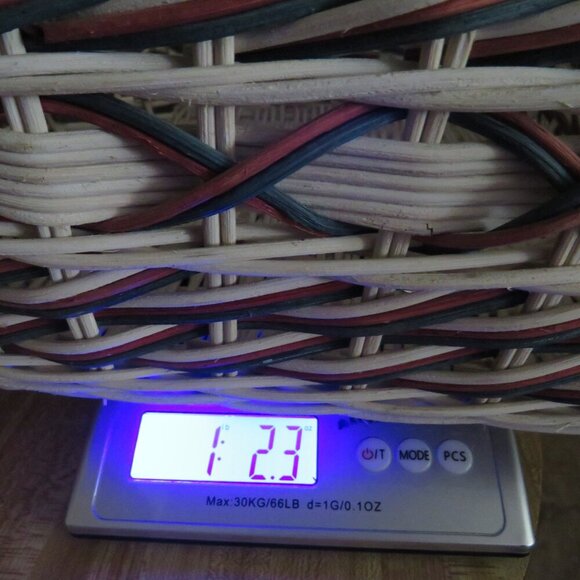 Red, White and Blue Cane Wicker Patriotic Basket: handle has some damage - Picture 13 of 13